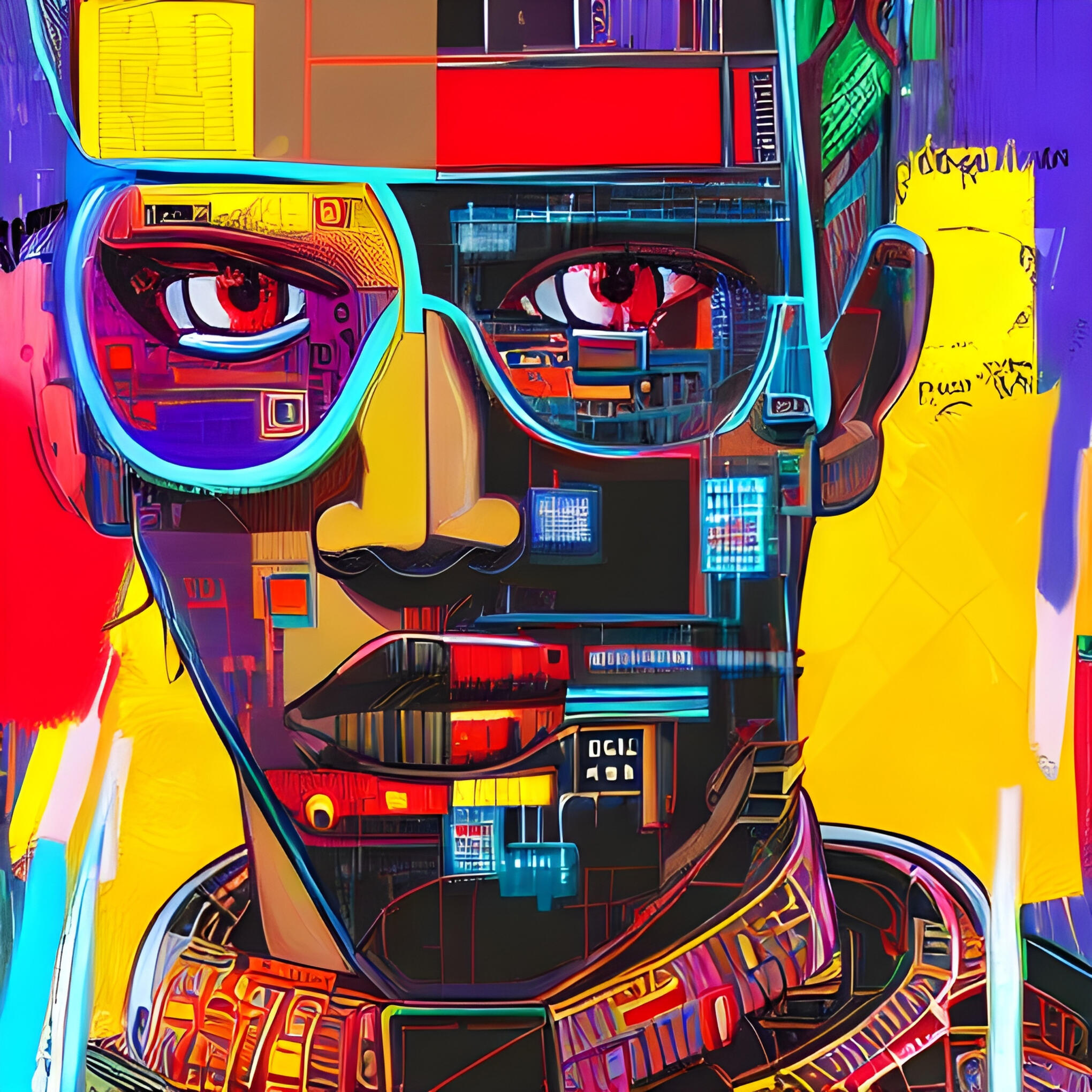 Sparky Punk No. 128 – Lamark. Fine Art Print. SN Punks Collection. Abstract Expressionism, AI Portraiture, Urban Character Study, Generative Punk Aesthetic.