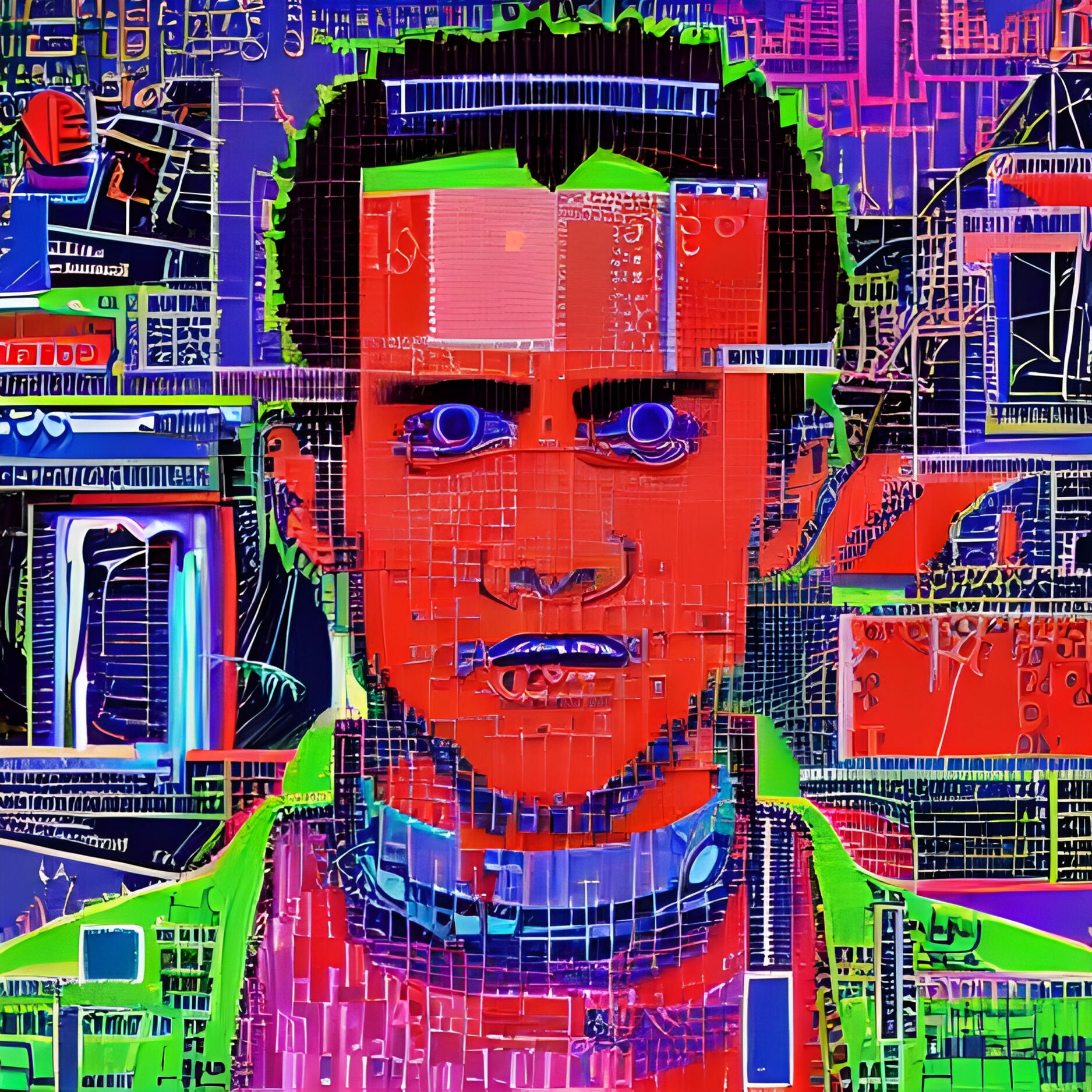 Sparky Punk No. 116 – Shantell. Fine Art Print. SN Punks Collection. Experimental Digital Art, Vibrant Surreal Portrait, Generative Identity, Modern Character Design.