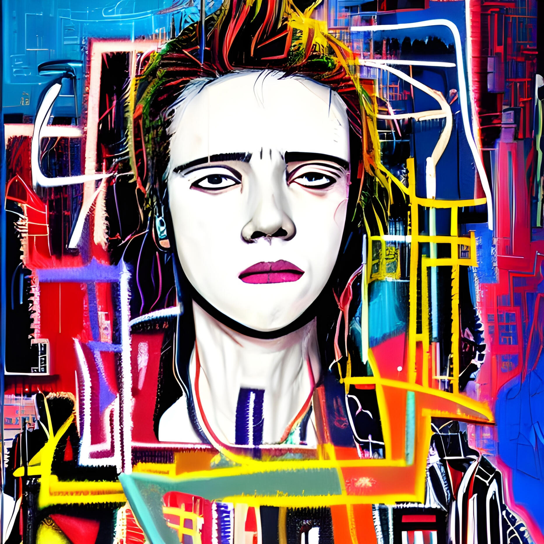 Sparky Punk No. 115 – Alicia. Fine Art Print. SN Punks Collection. Experimental Digital Art, Vibrant Surreal Portrait, Generative Identity, Modern Character Design.