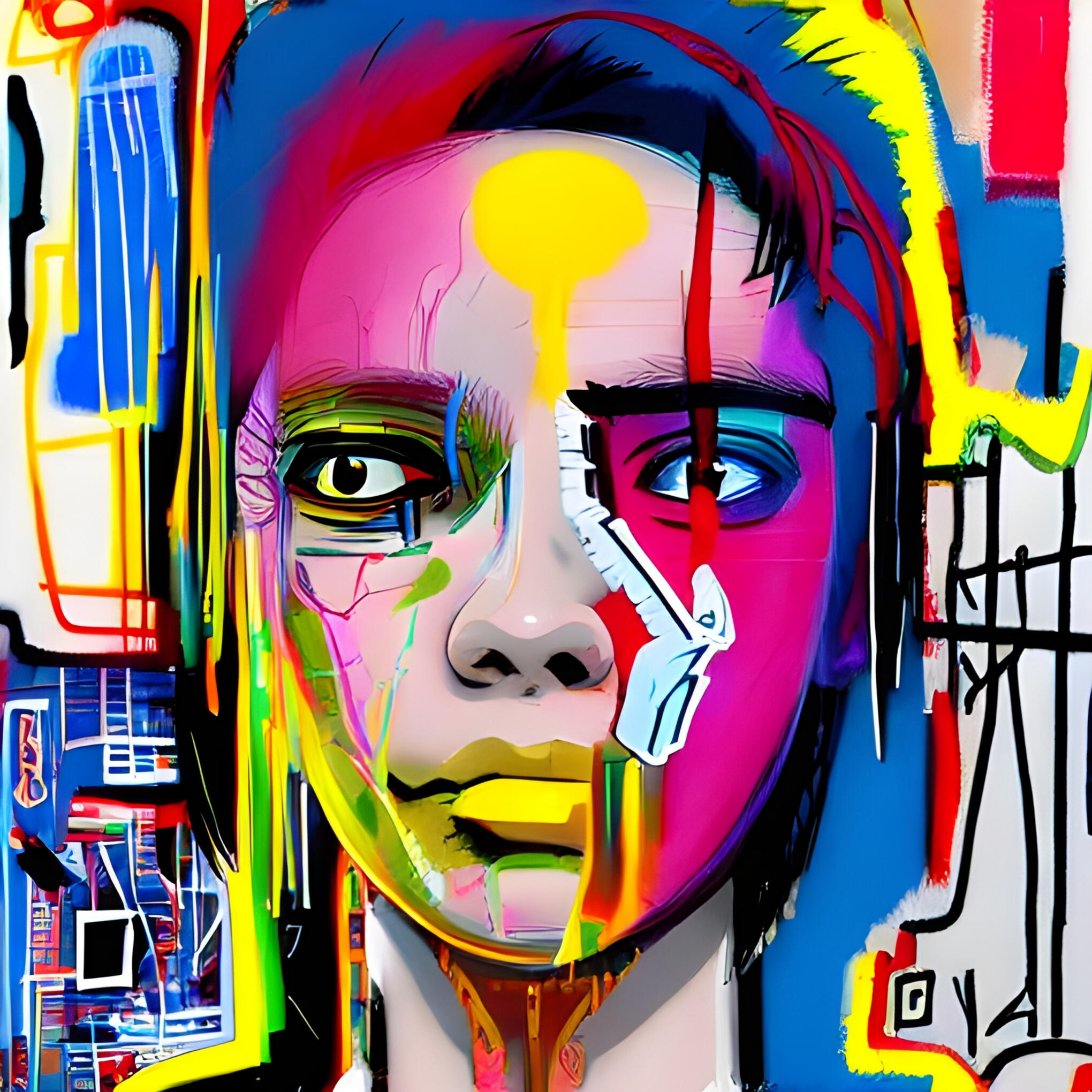 Sparky Punk No. 106 – Julia. Fine Art Print. SN Punks Collection. Abstract Expressionism, AI Portraiture, Urban Character Study, Generative Punk Aesthetic.