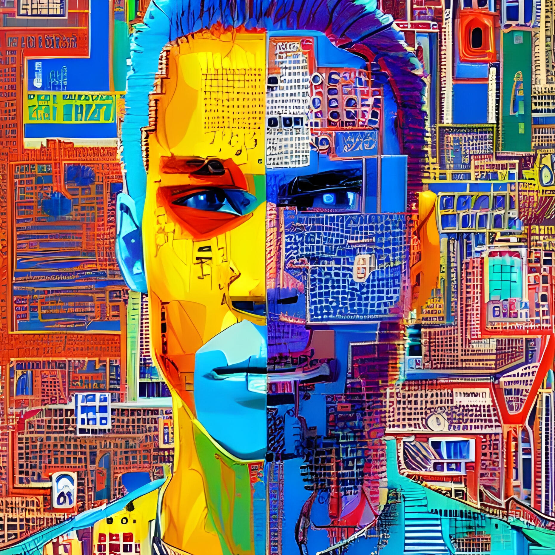 Sparky Punk No. 101 – Dwayne. Fine Art Print. SN Punks Collection. Experimental Digital Art, Vibrant Surreal Portrait, Generative Identity, Modern Character Design.