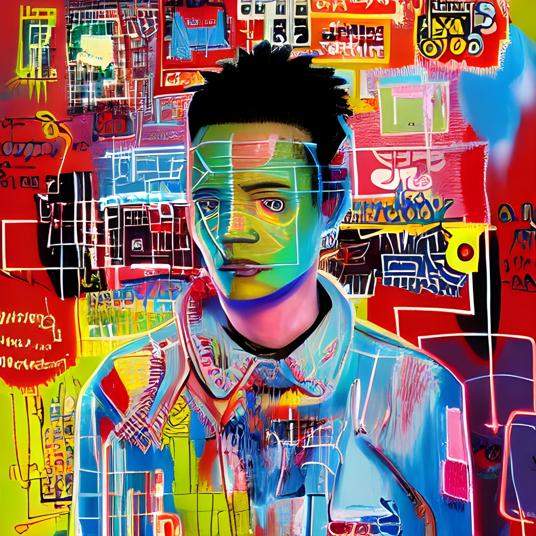 Sparky Punk No. 132 – Thomas. Fine Art Print. SN Punks Collection. Urban Abstraction, Bold Portrait Study, Contemporary Generative Art, Digital Collectible Fine Art.