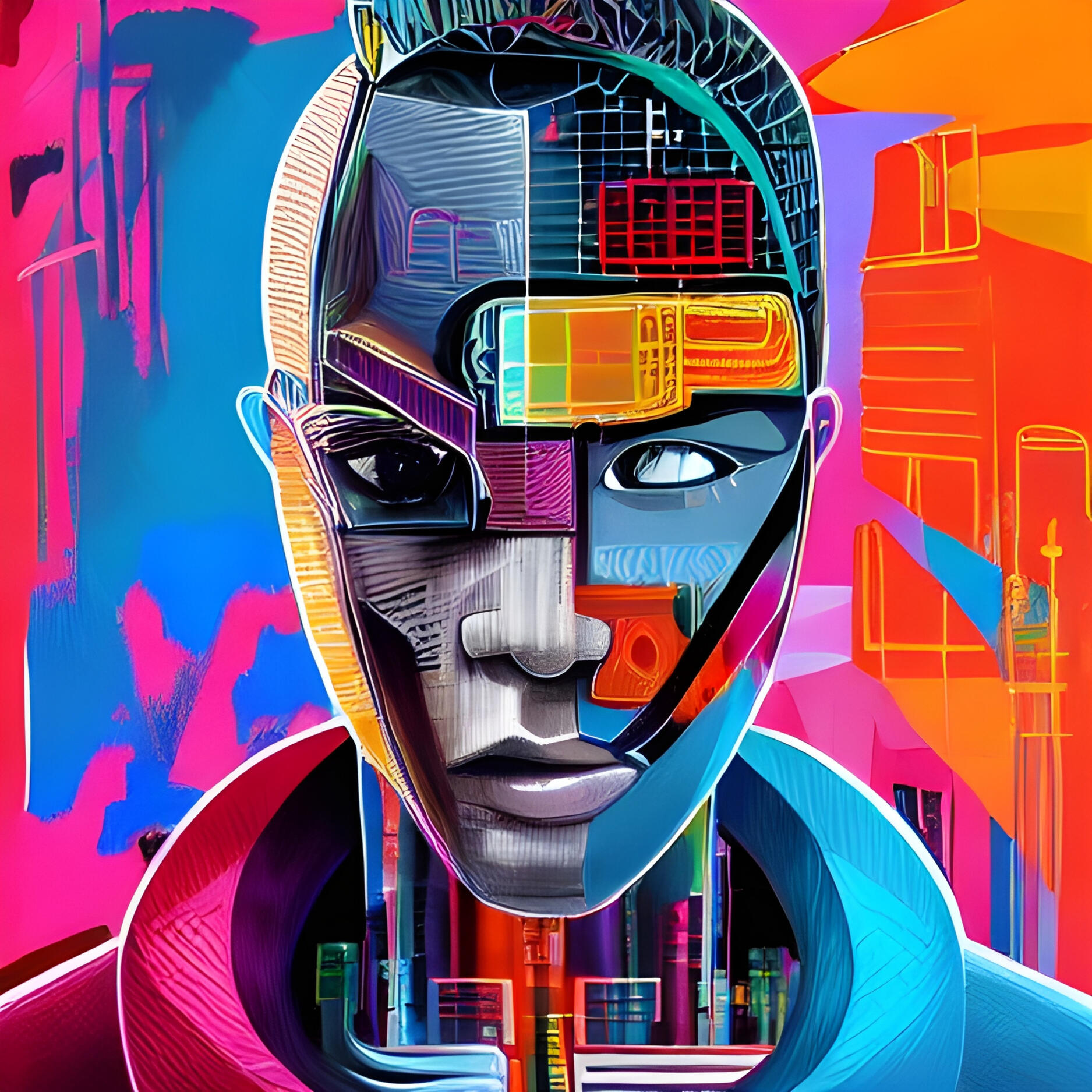 Sparky Punk No. 102 – Bill. Fine Art Print. SN Punks Collection. Urban Abstraction, Bold Portrait Study, Contemporary Generative Art, Digital Collectible Fine Art.