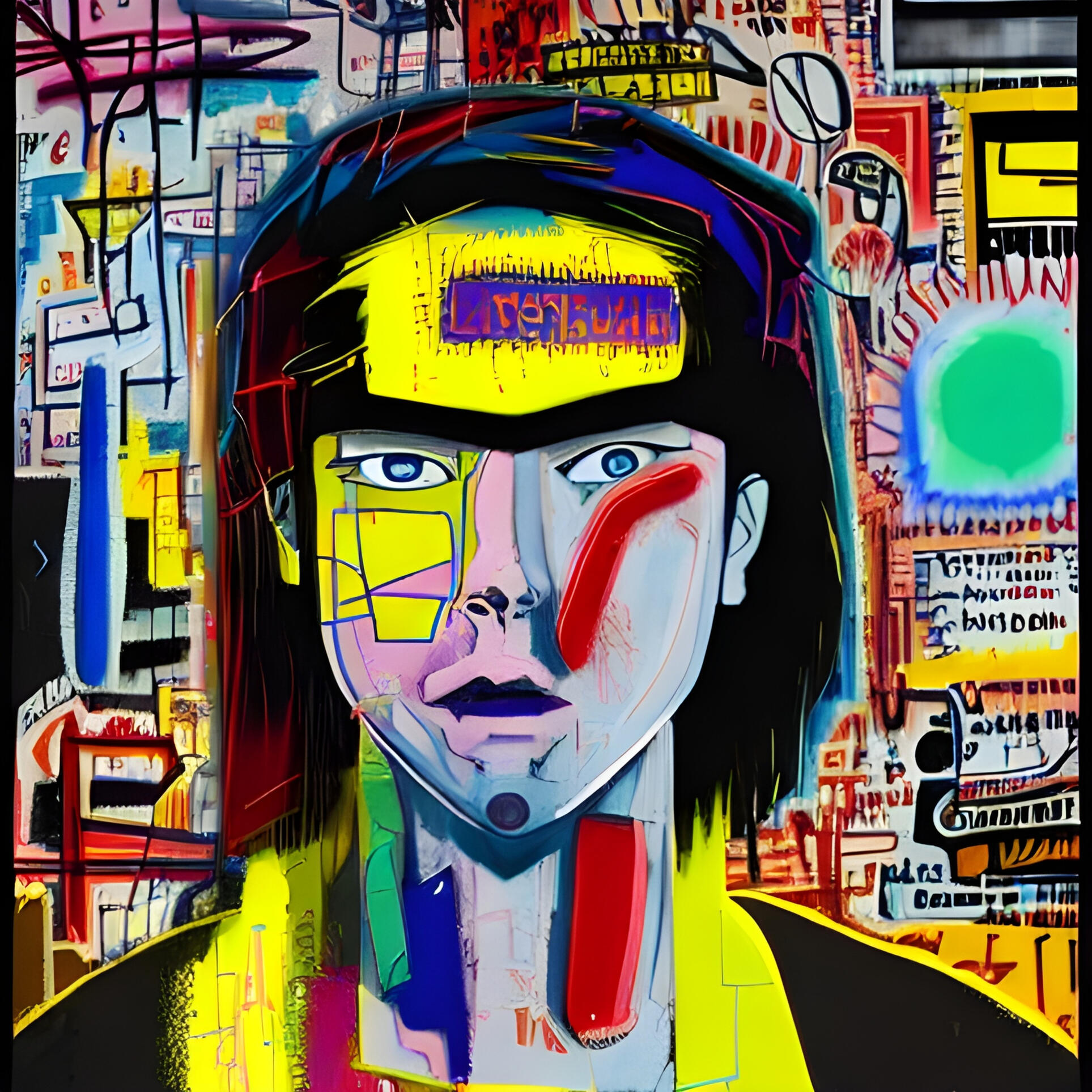 Sparky Punk No. 130. Fine Art Print. SN Punks Collection. Digital Humanism, Abstract Character Study, Unedited Generative Art, Found Object Discovery.