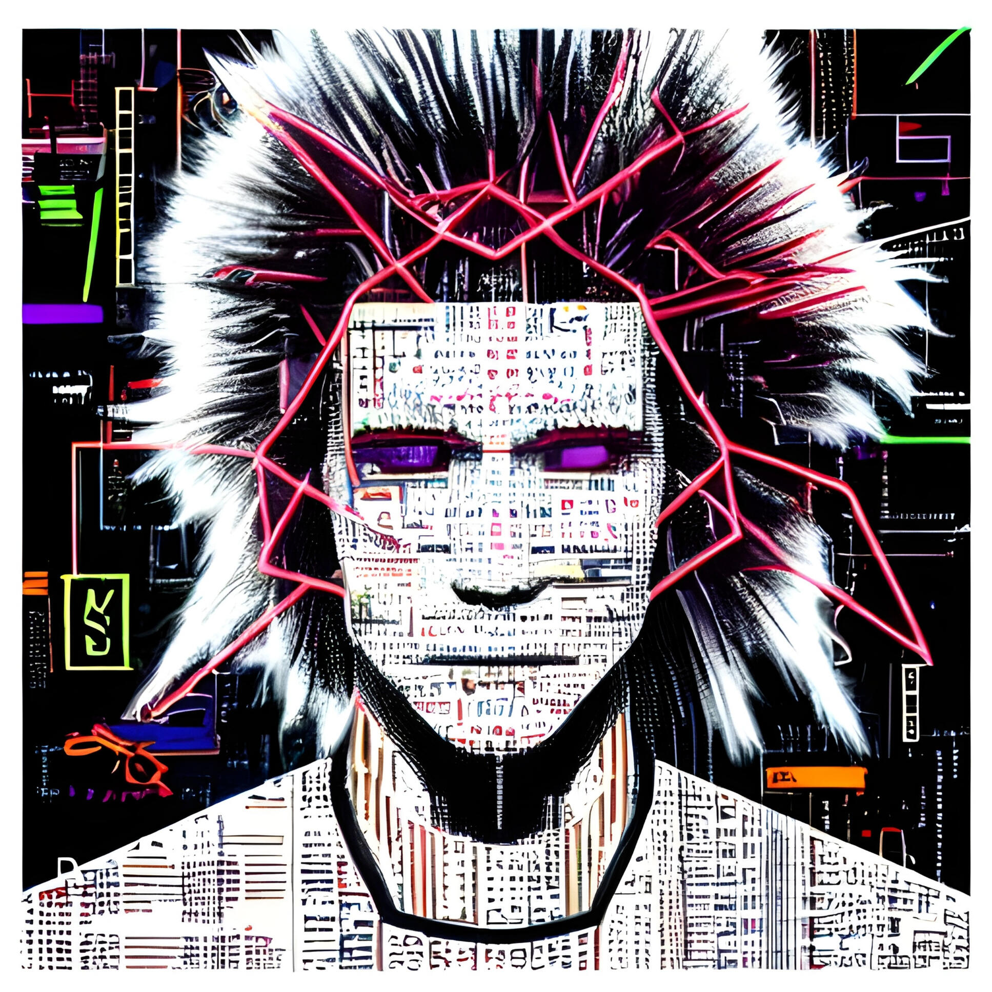 Sparky Punk No. 111. Fine Art Print. SN Punks Collection. Final Identity Fragment, Raw Generative Portrait, Found Object AI, Archival Digital Art.