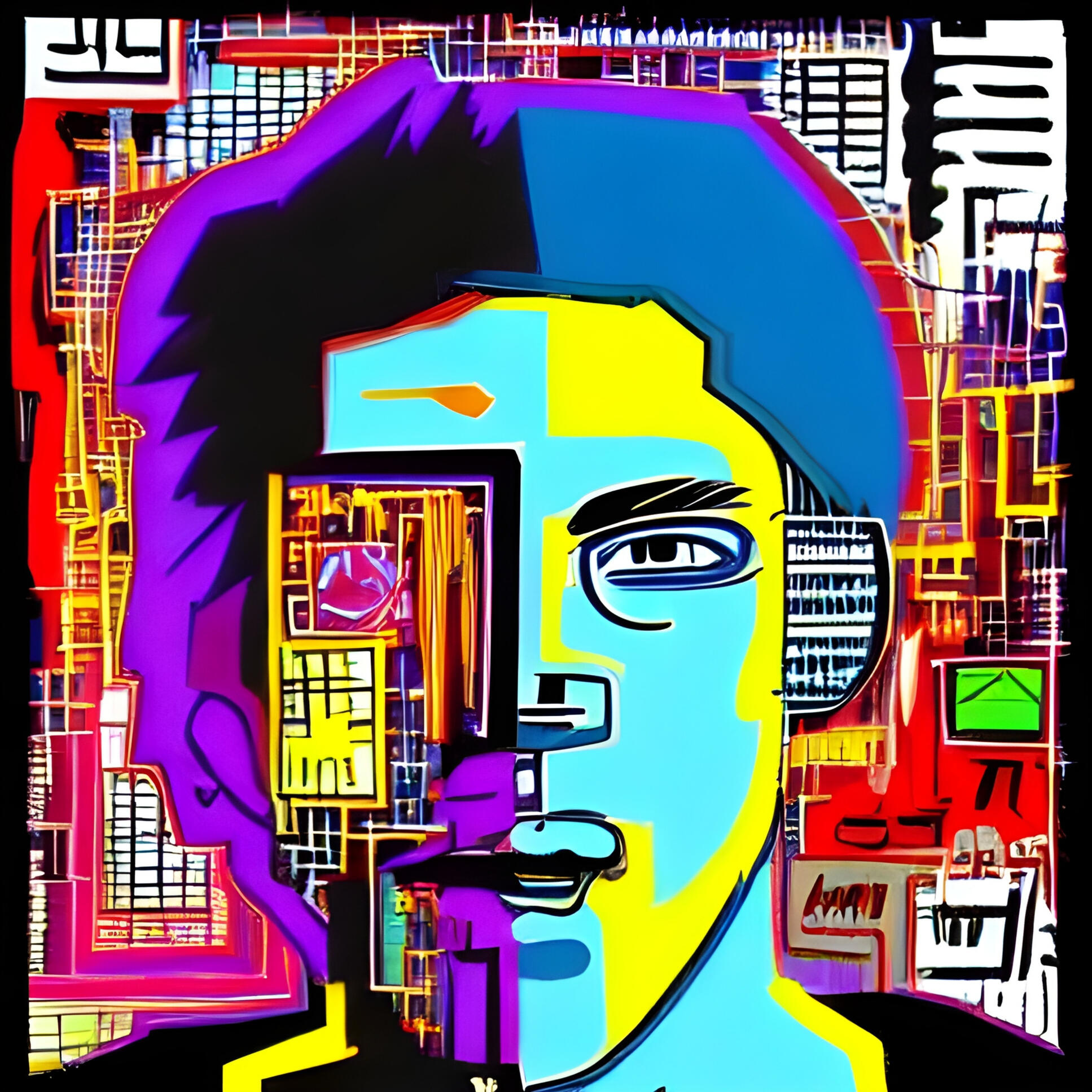 Sparky Punk No. 100. Fine Art Print. SN Punks Collection. High-Contrast Character, Modern Digital Expressionism, First-Generation Discovery, Museum Print.
