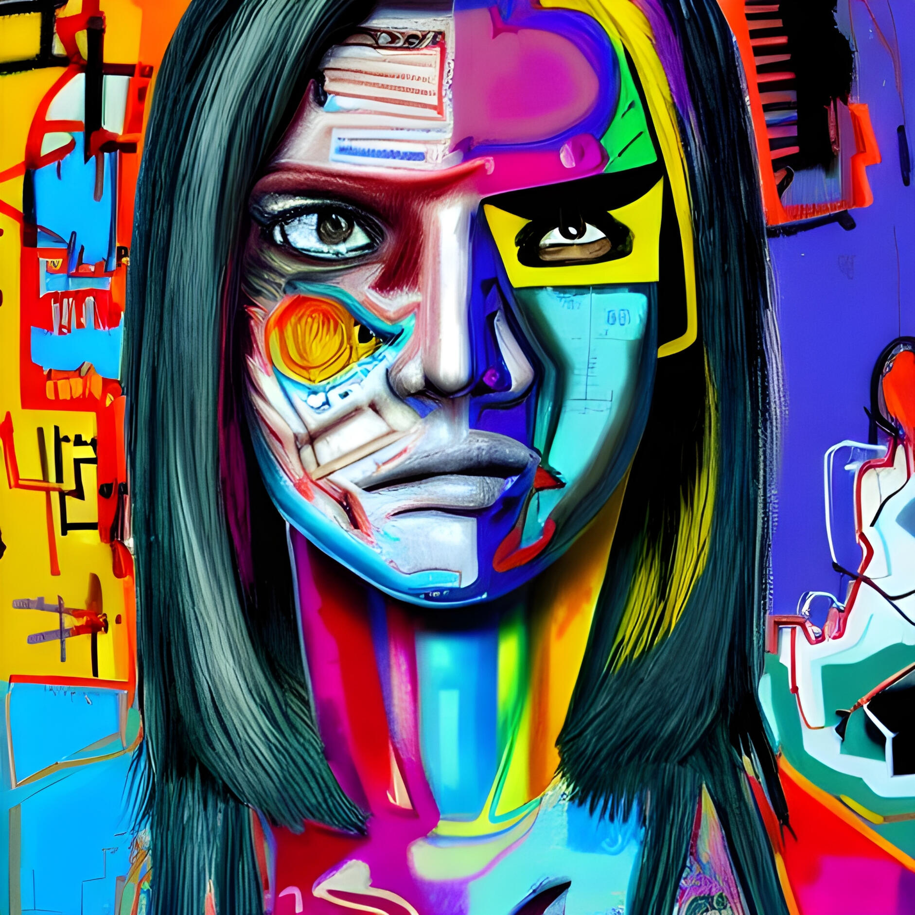 Sparky Punk No 122. Fine Art Print. SN Punks Collection. Abstract Expressionism, AI Portraiture, Urban Character Study, Generative Punk Aesthetic.