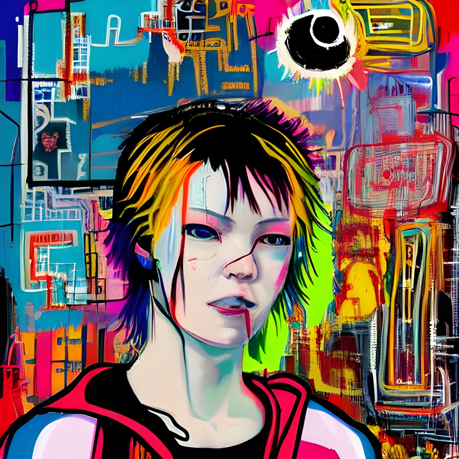 Sparky Punk No. 127. Fine Art Print. SN Punks Collection. Abstracted Identity, Digital Street Art Influence, Unedited Generative Origin, Fine Art Canvas.