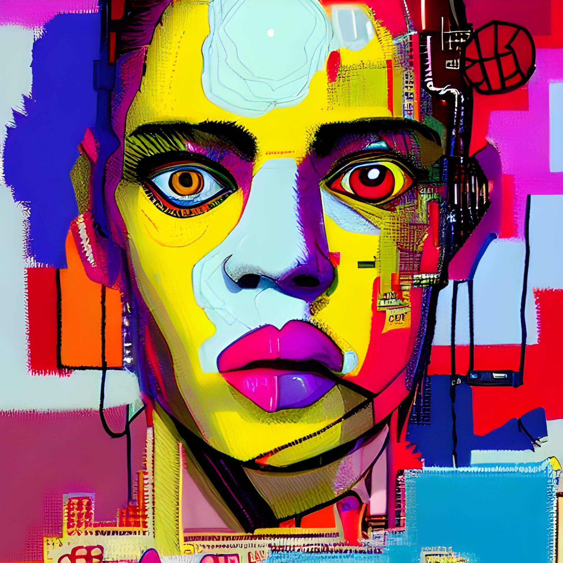Sparky Punk No. 123. Fine Art Print. SN Punks Collection. Structural Abstraction, Human Form Reimagined, Punk Digital Culture, High-Resolution AI Art.