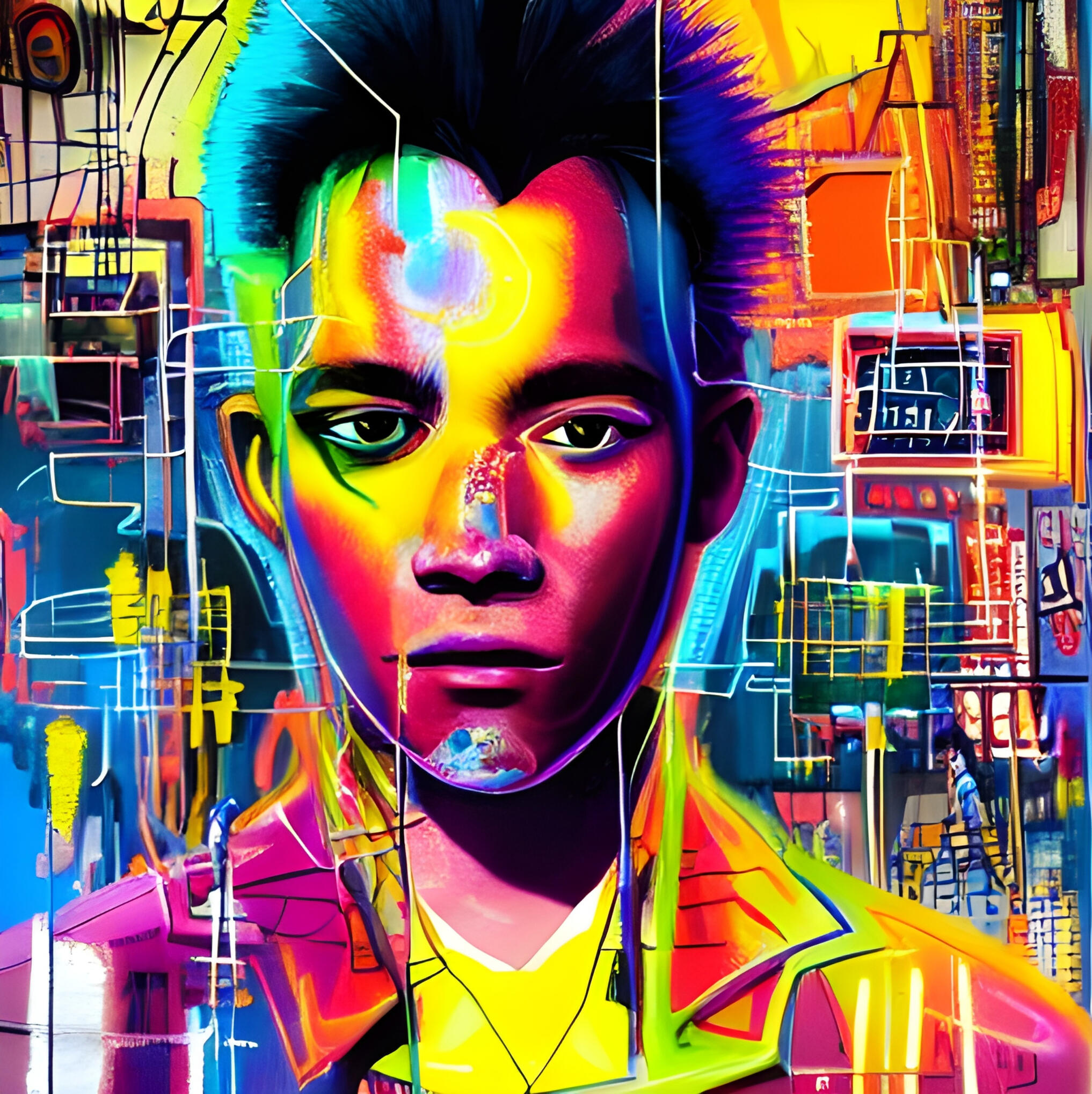 Sparky Punk No. 112 – Carlos. Fine Art Print. SN Punks Collection. Visionary Digital Portrait, Urban Character Rebellion, First-Generation Signature, Archival Paper Print.